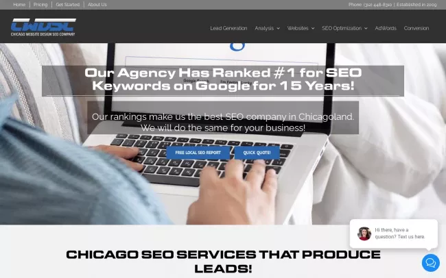 Screenshot of the Chicago Website Design SEO Company Website