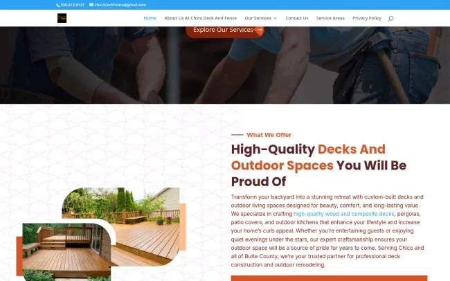 Screenshot of the Chico Deck And Fence Contractors Website