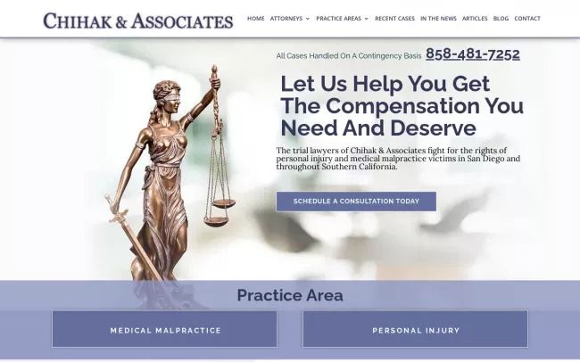 Screenshot of the Chihak & Associates Website