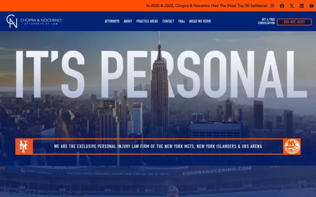 Screenshot of the Chopra & Nocerino, LLP Website