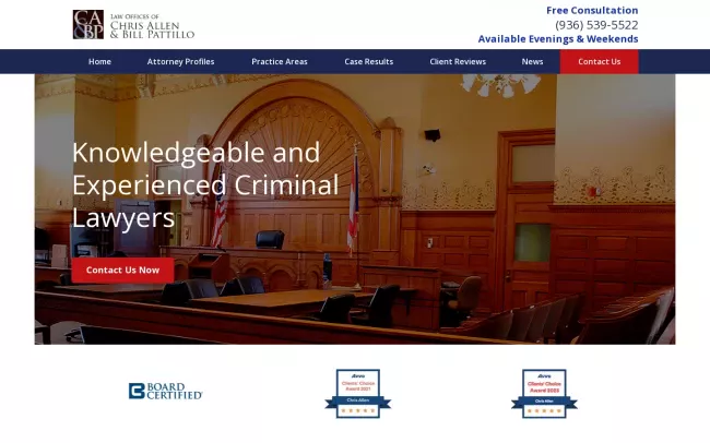 Screenshot of the Chris Allen Law Office Website
