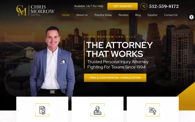Screenshot of the Chris Morrow Law, PLLC Website