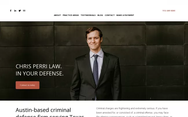 Screenshot of the Chris Perri Law Website
