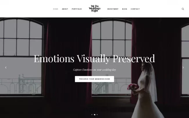 Screenshot of the Chris Thompson Photography - We Do Weddings Right Website