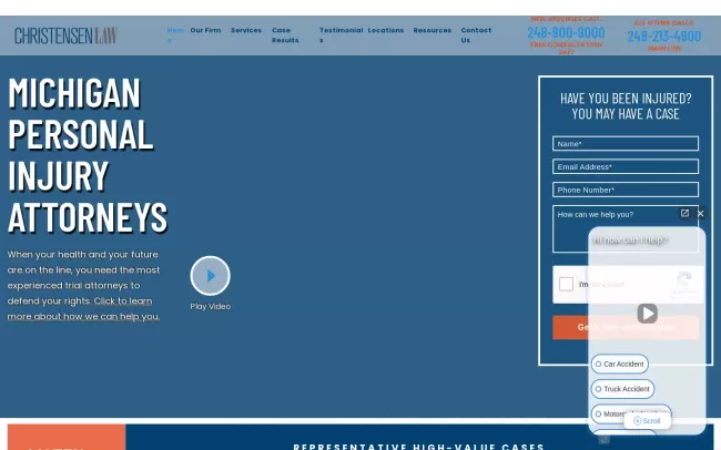 Screenshot of the Christensen Law - Personal Injury Attorney Website