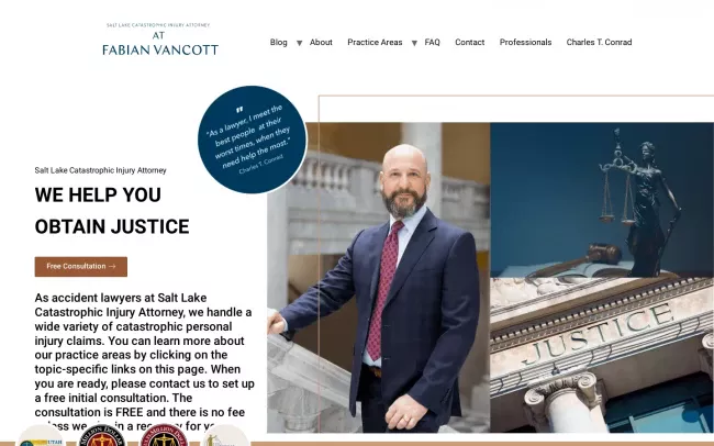 Screenshot of the Salt Lake Catastrophic Injury Attorney | Chuck Conrad Website
