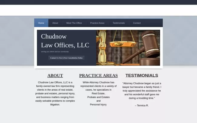 Screenshot of the Chudnow Law Offices Website