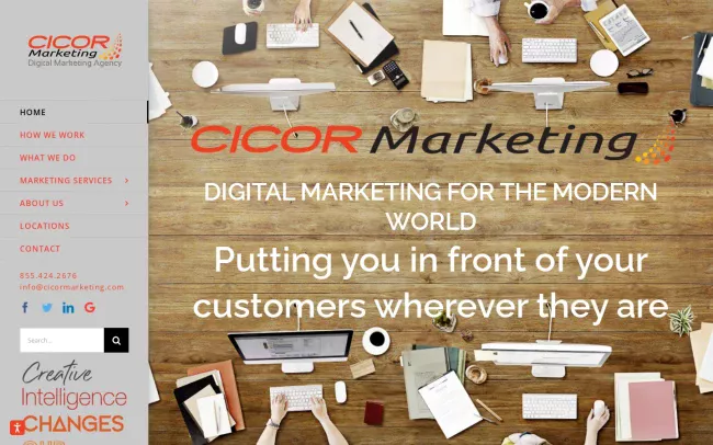 Screenshot of the CICOR Marketing Website
