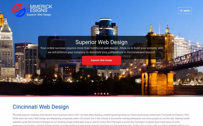 Screenshot of the Emmerick Designs Website