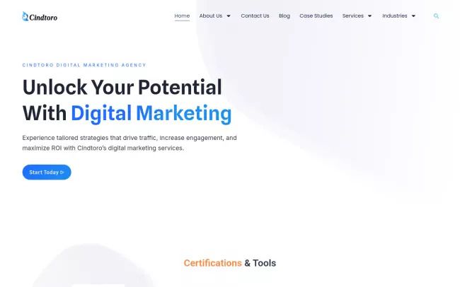 Screenshot of the Cindtoro Website