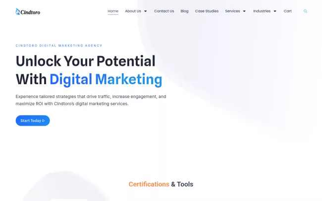 Screenshot of the Cindtoro Website