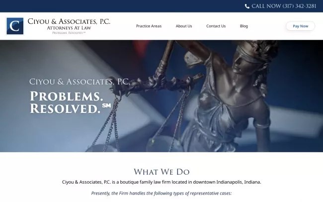 Screenshot of the Ciyou & Associates, P.C. - Attorneys At Law Website