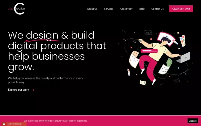 Screenshot of the Clap Creative Website