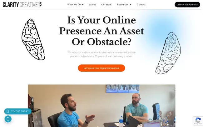 Screenshot of the Clarity Creative Group Website