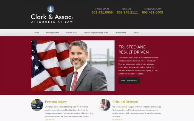 Screenshot of the Clark and Assoc, LLP Website
