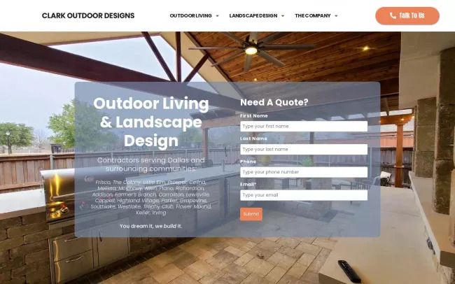 Screenshot of the Clark Outdoor Designs Website