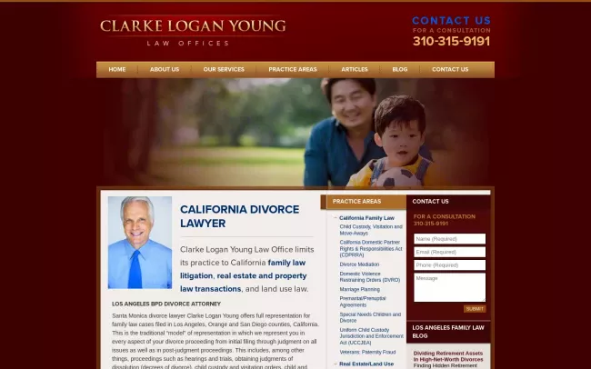 Screenshot of the Clarke Logan Young Law Offices Website