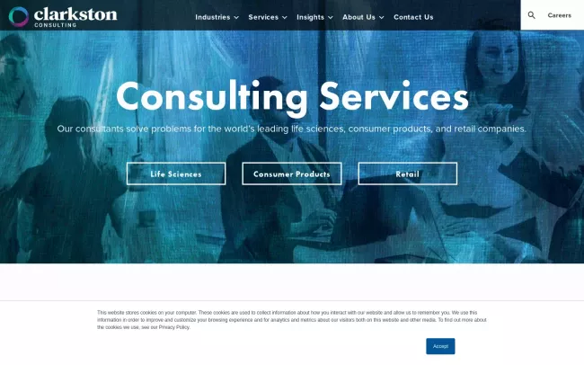 Screenshot of the Clarkston Consulting Website