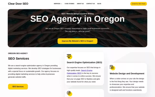 Screenshot of the Clear Door SEO Website