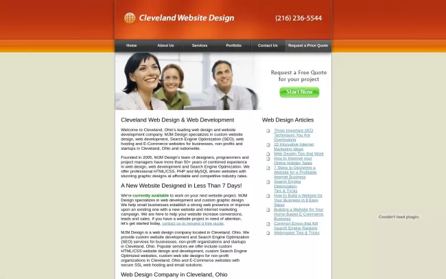Screenshot of the Cleveland Website Design Website