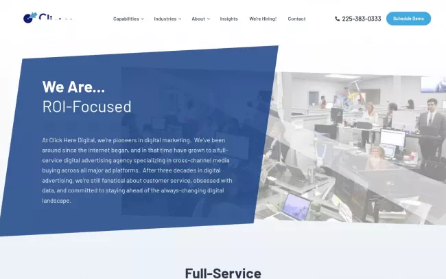 Screenshot of the Click Here Digital Website