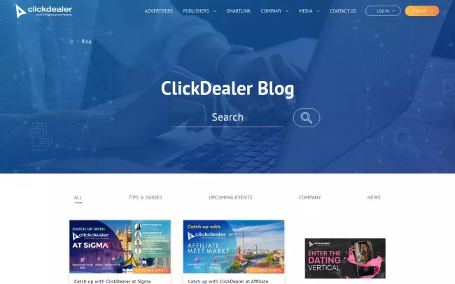 Screenshot of the ClickDealer Blog
