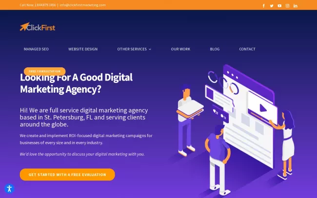 Screenshot of the ClickFirst Marketing Website