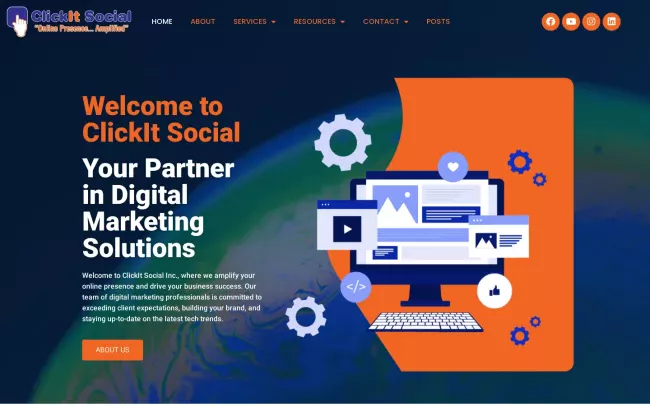 Screenshot of the ClickIt Social Inc Website