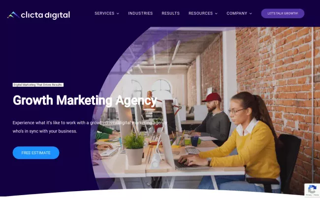 Screenshot of the Clicta Digital Agency Website