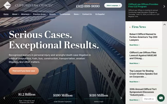 Screenshot of the Clifford Law Offices PC Website