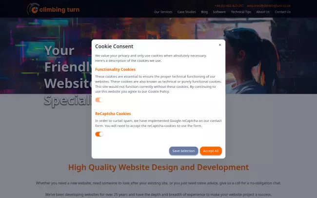 Screenshot of the Climbing Turn Website