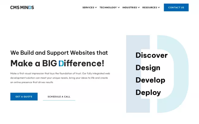 Screenshot of the cmsMinds Website