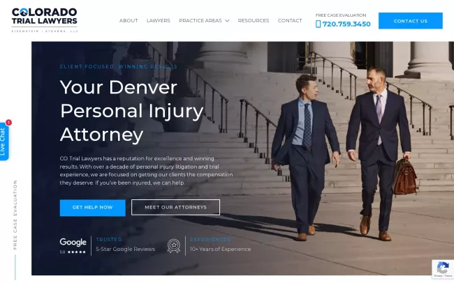 Screenshot of the CO Trial Lawyers Website