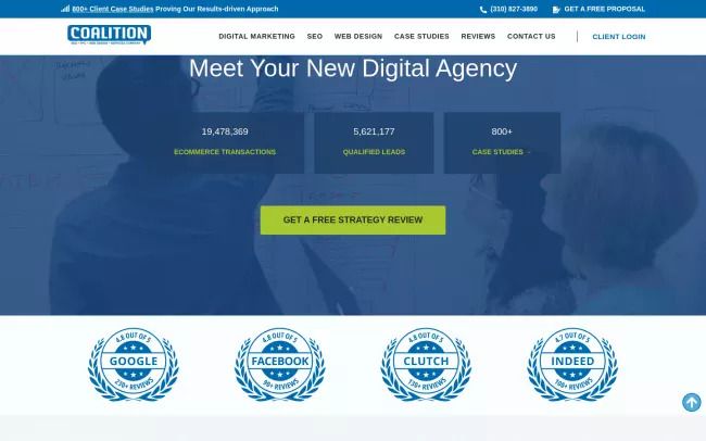Screenshot of the Coalition SEO - Top Los Angeles SEO Company Website