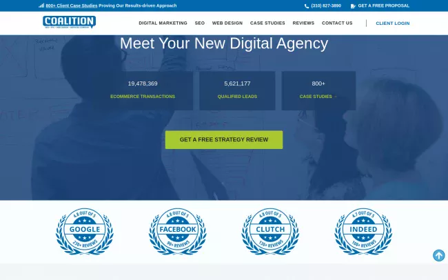 Screenshot of the Coalition SEO - Top Los Angeles SEO Company Website
