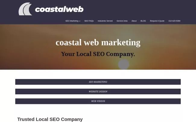 Screenshot of the Coastal Web Marketing Website