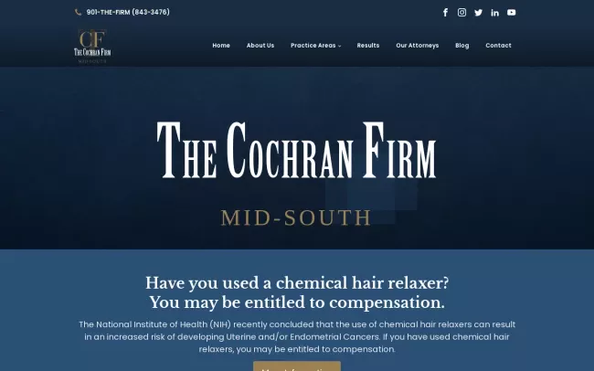 Screenshot of the The Cochran Firm in Memphis Website