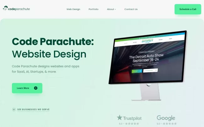 Screenshot of the Code Parachute Website