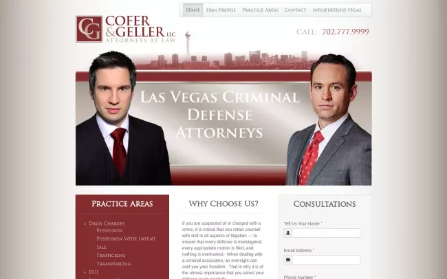 Screenshot of the Cofer & Geller Website