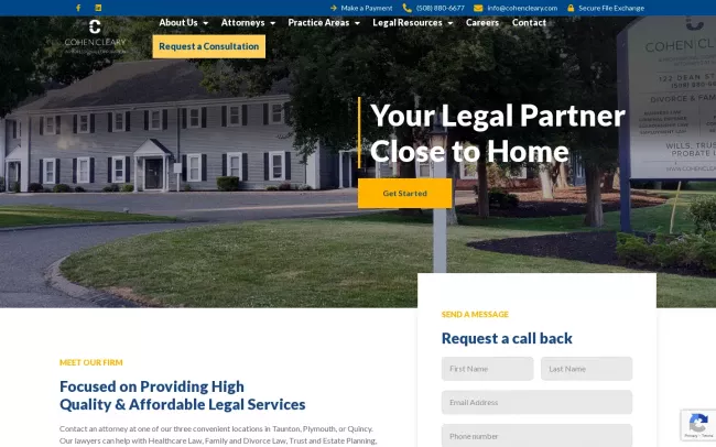 Screenshot of the Cohen Cleary, P.C. Website