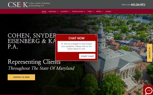Screenshot of the Cohen, Snyder, Eisenberg & Katzenberg, P.A. Website