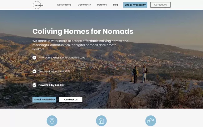 Screenshot of the Nomadico Coliving for Digital Nomads Website