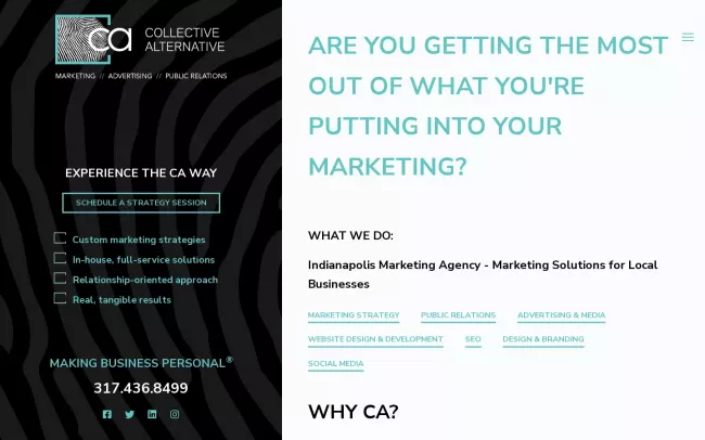 Screenshot of the Collective Alternative Website