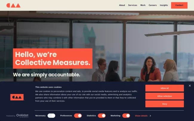 Screenshot of the Collective Measures Website