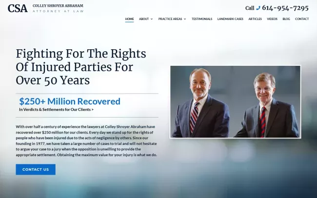 Screenshot of the Colley Shroyer Abraham Website