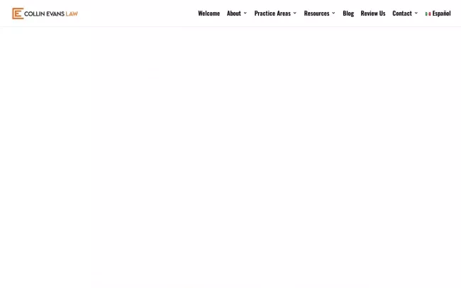 Screenshot of the Collin Evans Law, PLLC Website