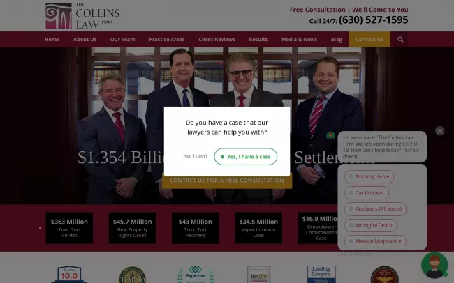 Screenshot of the The Collins Law Firm, P.C. Website