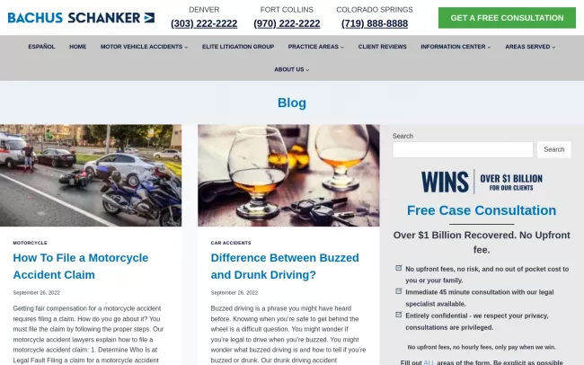Screenshot of the Colorado Law Blog at Bachus & Schanker