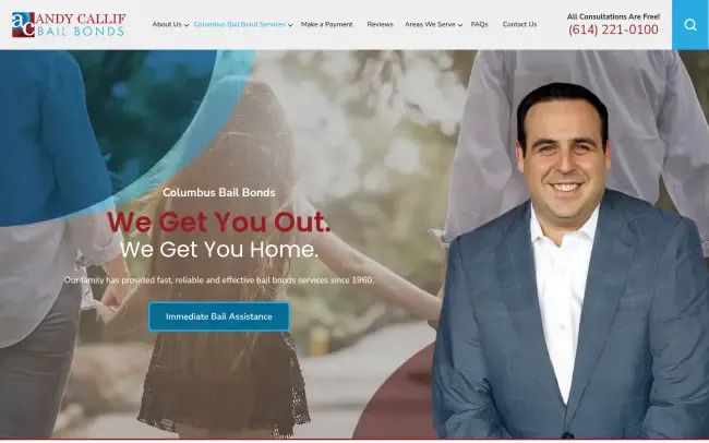 Screenshot of the Andy Callif Bail Bonds Website