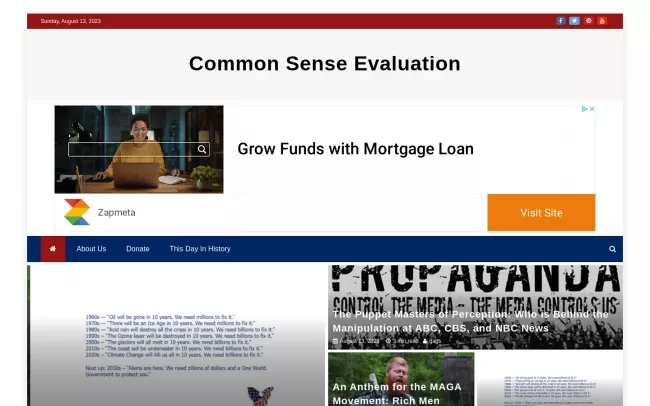 Screenshot of the Common Sense Evaluation Blog